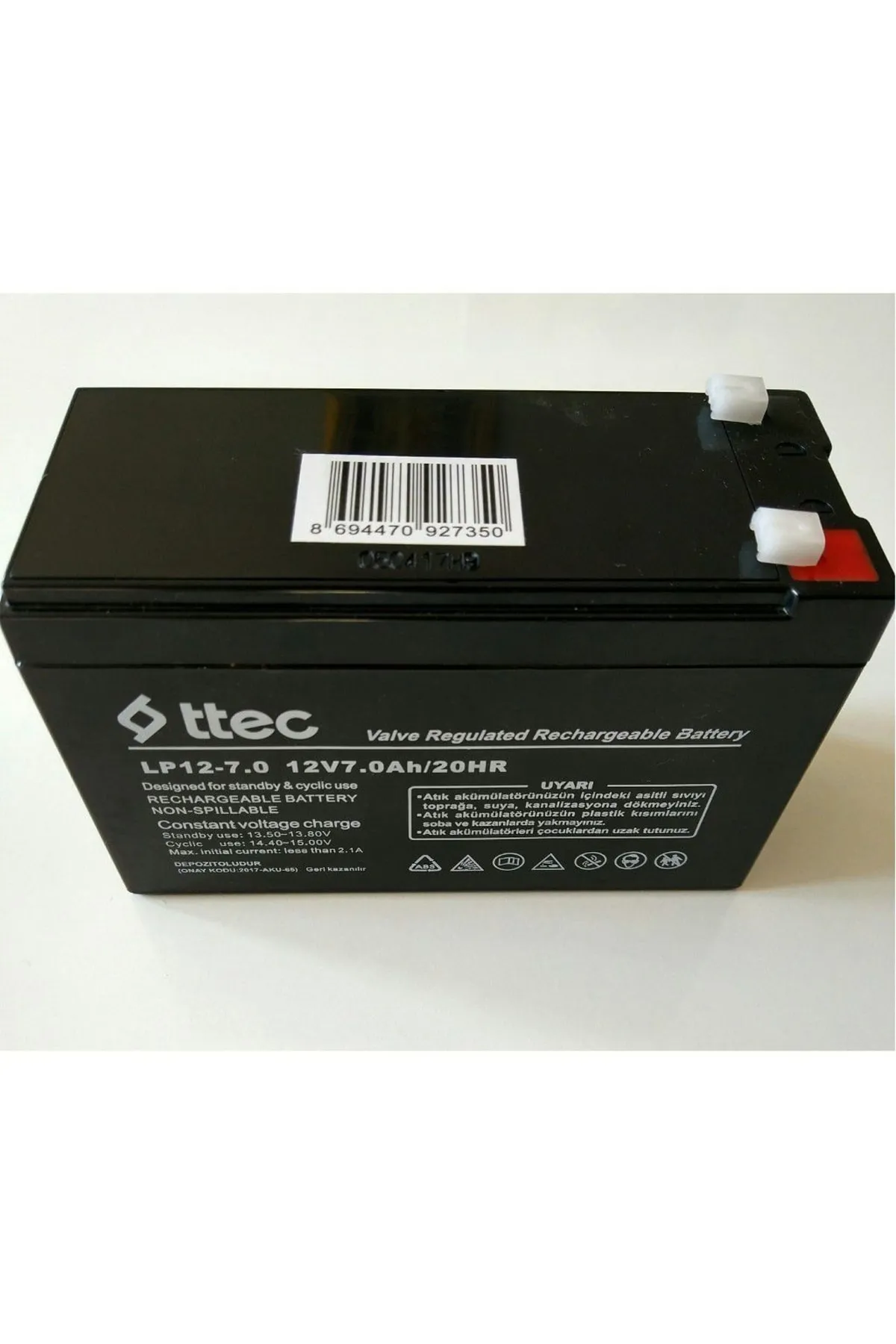 ttec 7 Amper Akü 12 Volt - 12v 7ah Bakımsız Kuru Akü 12-7 Akü Ups Güç Kaynağı Aküsü ((-elektronikucuz-))