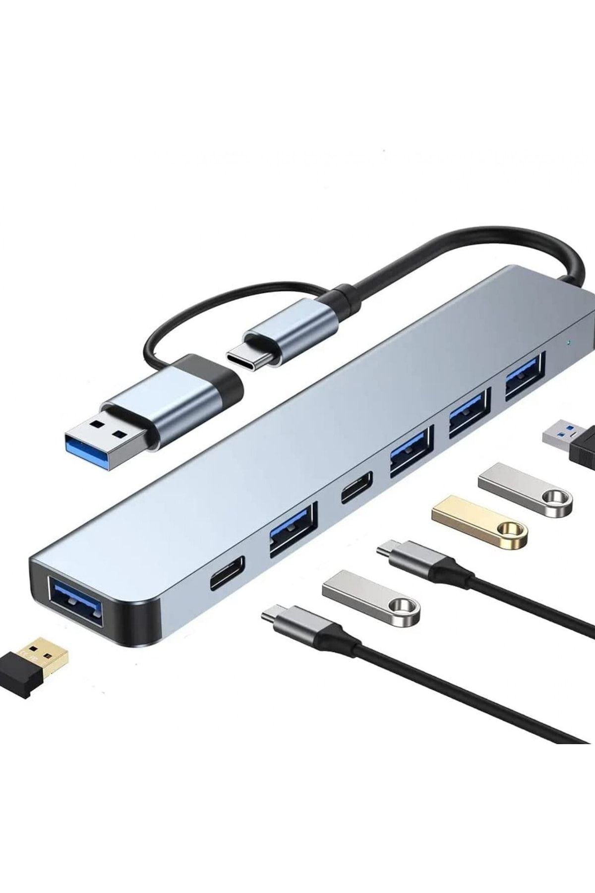 Hobimtek 7 In 1 Usb / Type-c To Usb C. A, Usb 2.0 / 3.0 Çevirici Adaptör Çok Portlu Tak Çalıştır Usb Çevirici