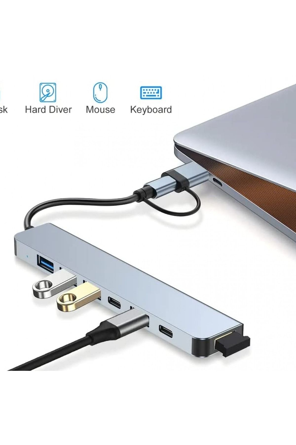 Hobimtek 7 In 1 Usb / Type-c To Usb C. A, Usb 2.0 / 3.0 Çevirici Adaptör Çok Portlu Tak Çalıştır Usb Çevirici