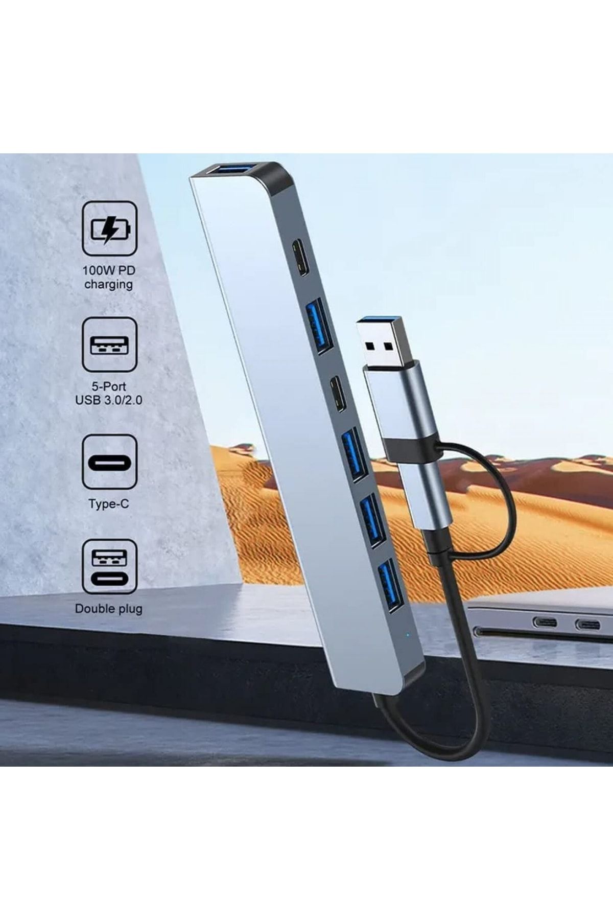 Hobimtek 7 In 1 Usb / Type-c To Usb C. A, Usb 2.0 / 3.0 Çevirici Adaptör Çok Portlu Tak Çalıştır Usb Çevirici