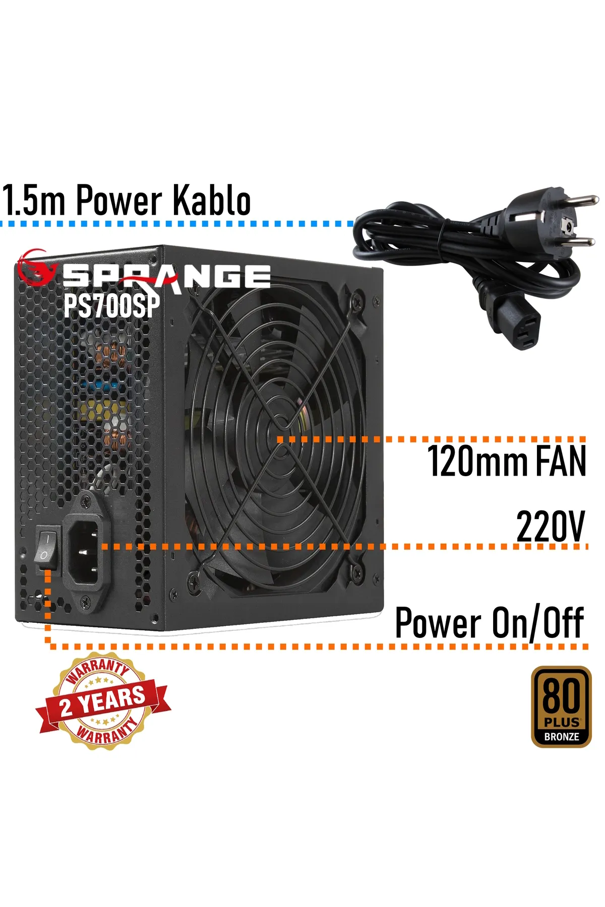 Sprange 700w 80 Plus Bronze Power Supply Ps700-80p Psu