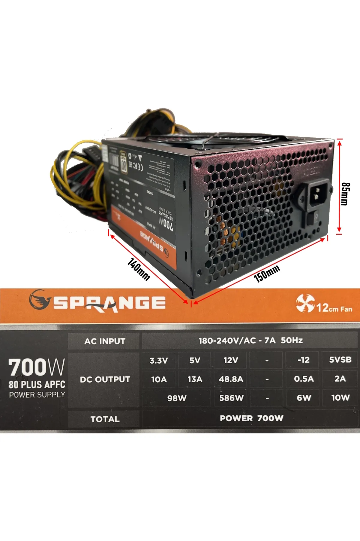 Sprange 700w 80 Plus Bronze Power Supply Ps700-80p Psu