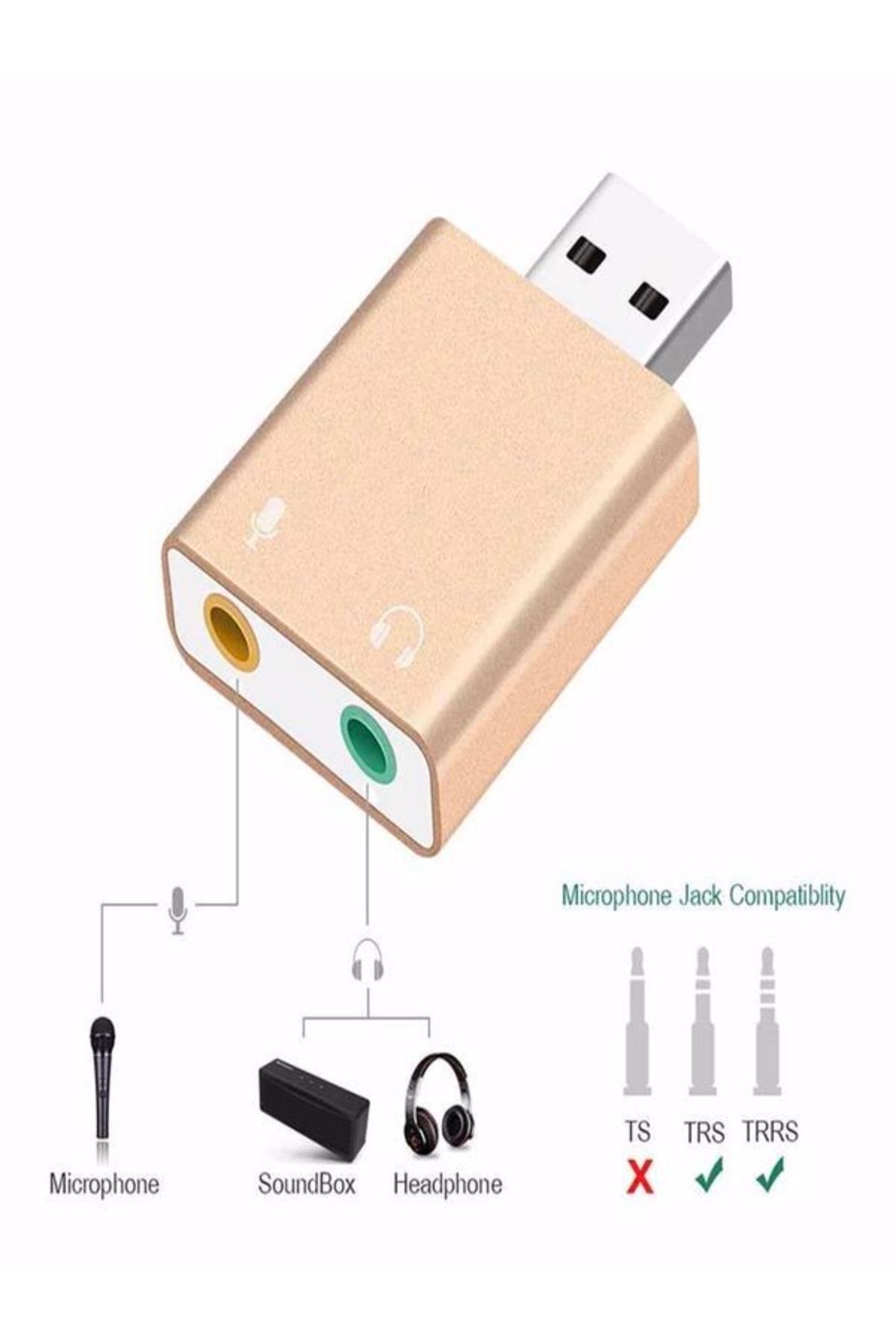 ULTRATEKNO 7.1 Kanal Usb Ses Kartı 3d Sound Ses 3.5mm Jack Girişli - Metal