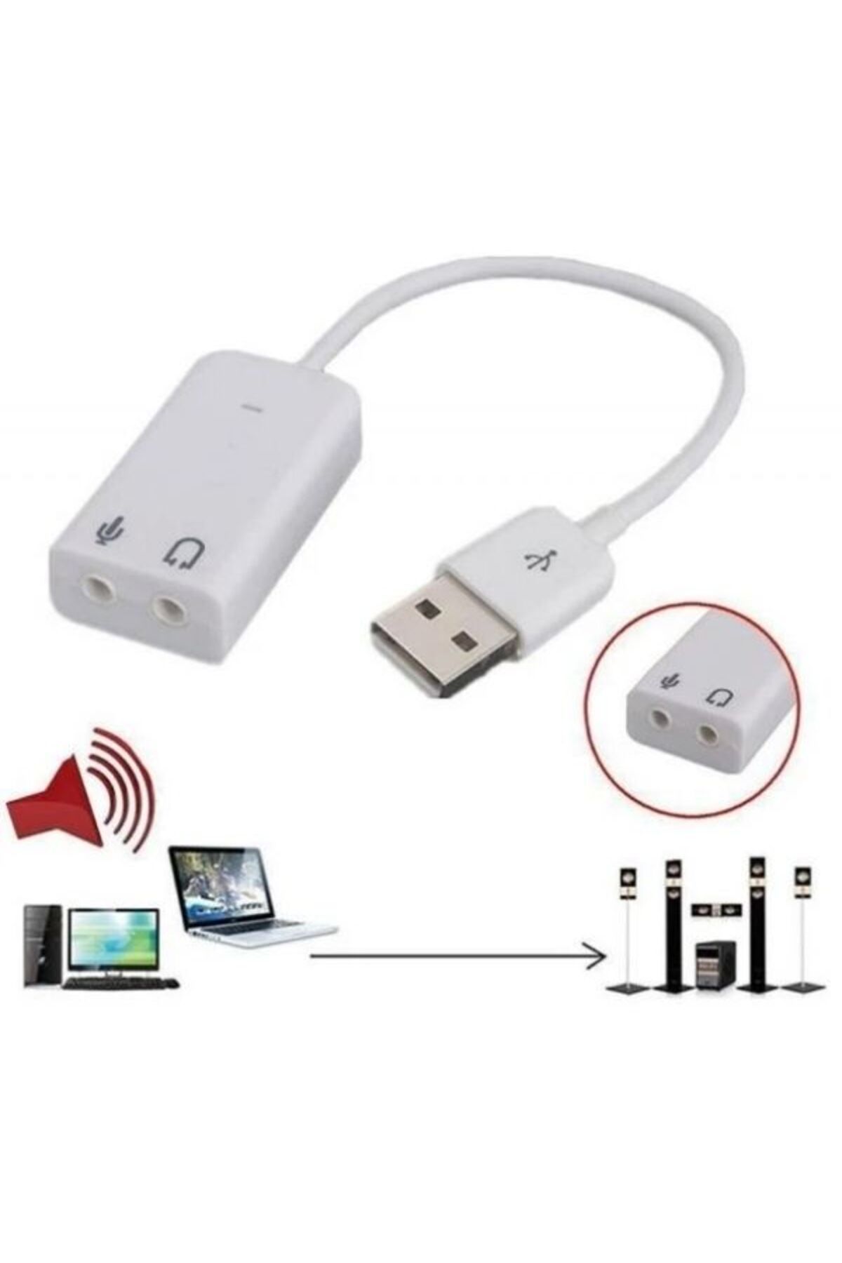 Genel Markalar 7.1 Usb Ses Kartı Çevirici 7+1 Dönüştürücü Laptop Harici Ses Kartı