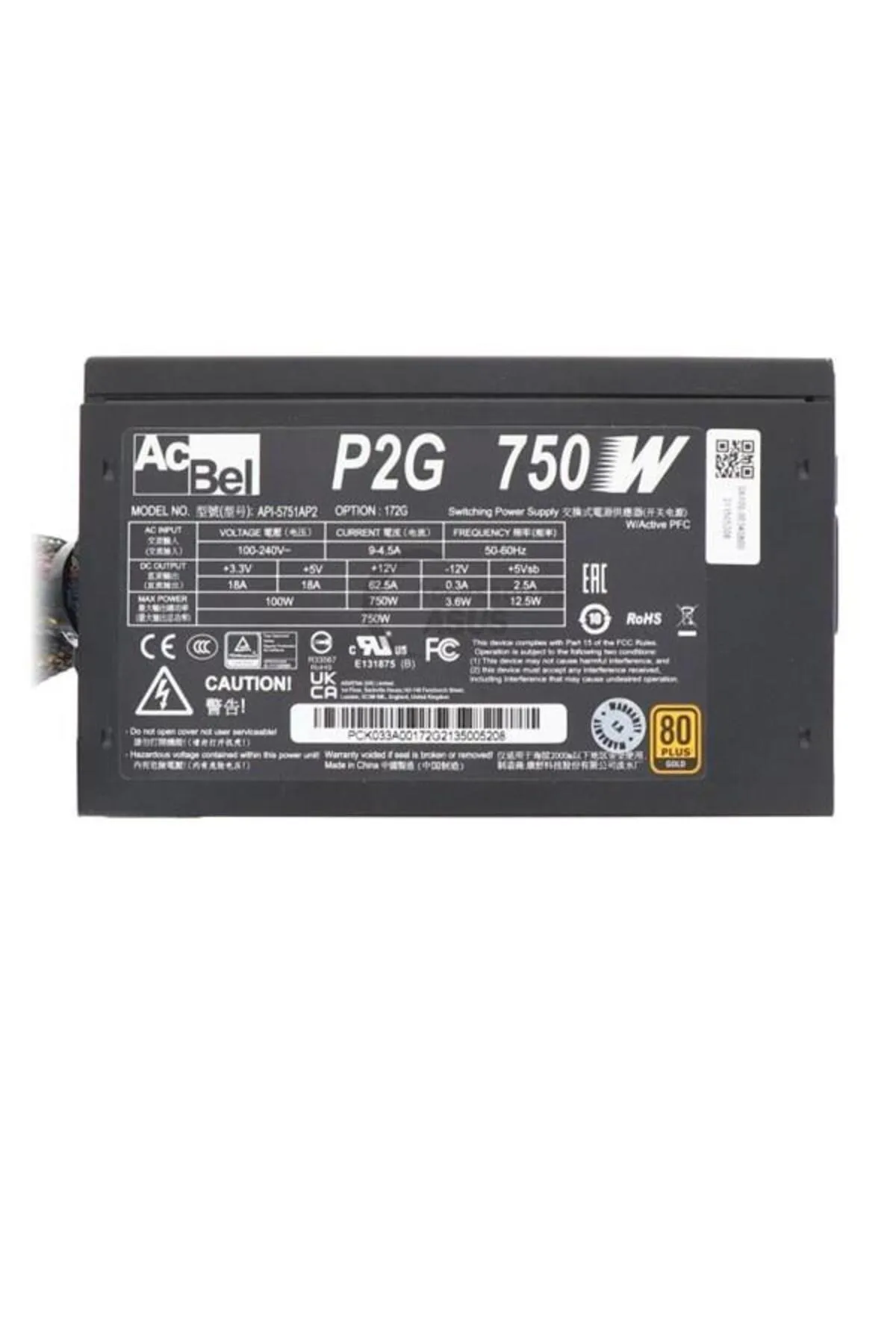 Acbel 750w 80 Gold Pg2 Apı-5751ap2 Yarı Modüler Power Supply Kutusuz