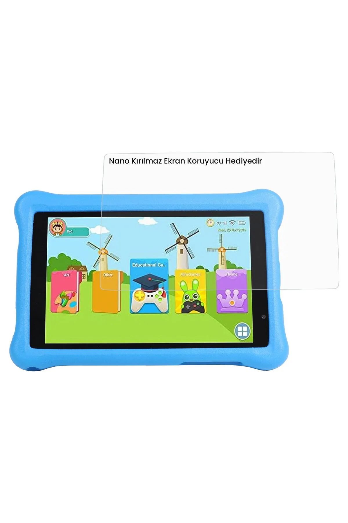 NPO 8" IPS Ekran 4GB 64GB Android 13.0 A133P 1.8GHz Antişok Çocuk Tableti Kids Tablet Mavi RS407+