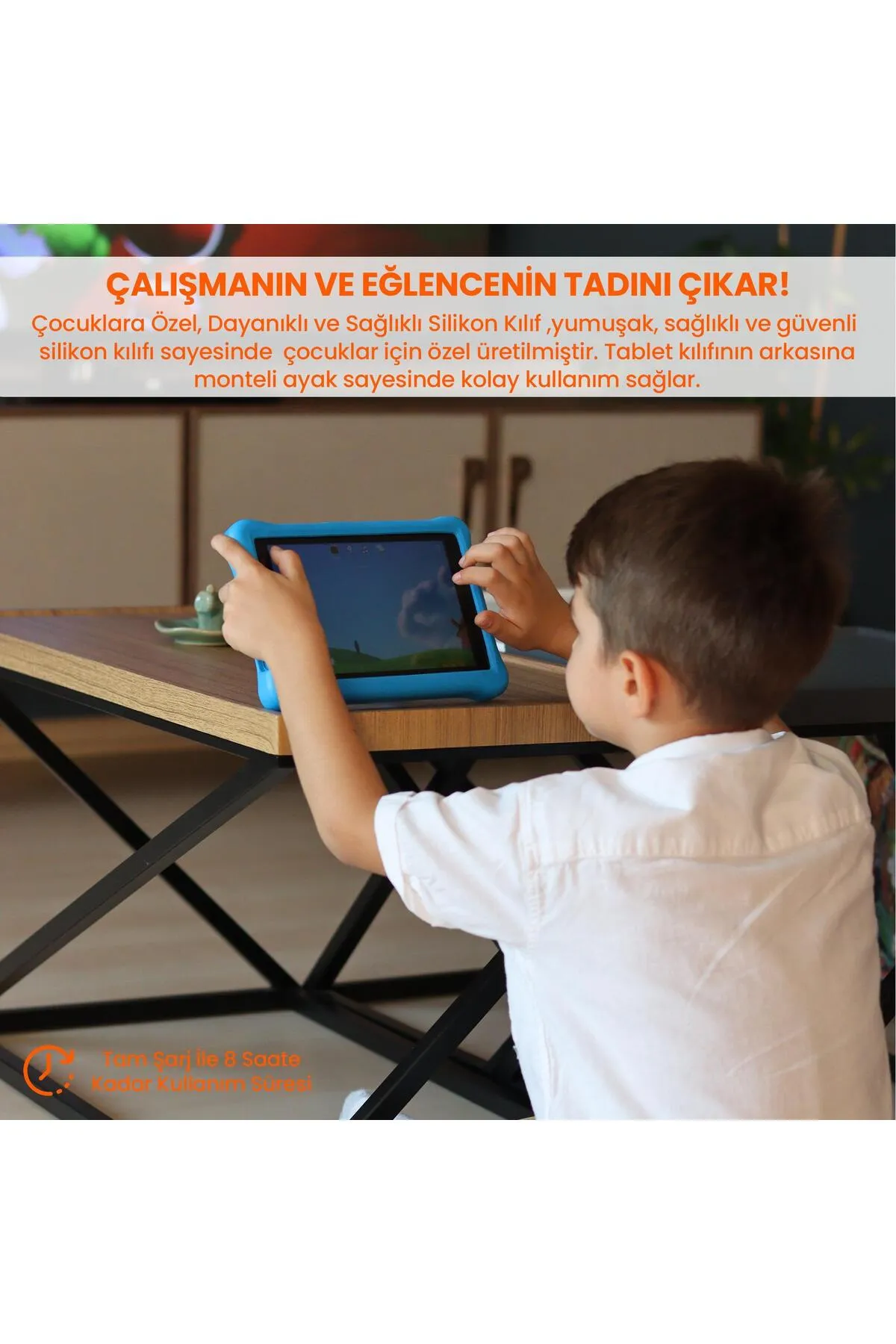 NPO 8" IPS Ekran 4GB 64GB Android 13.0 A133P 1.8GHz Antişok Çocuk Tableti Kids Tablet Mavi RS407+