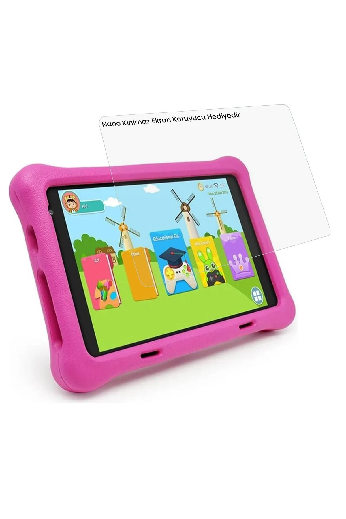 NPO 8" IPS Ekran 4GB 64GB Android 13.0 A133P 1.8GHz Antişok Çocuk Tableti, Kids Tablet Pembe RS407+