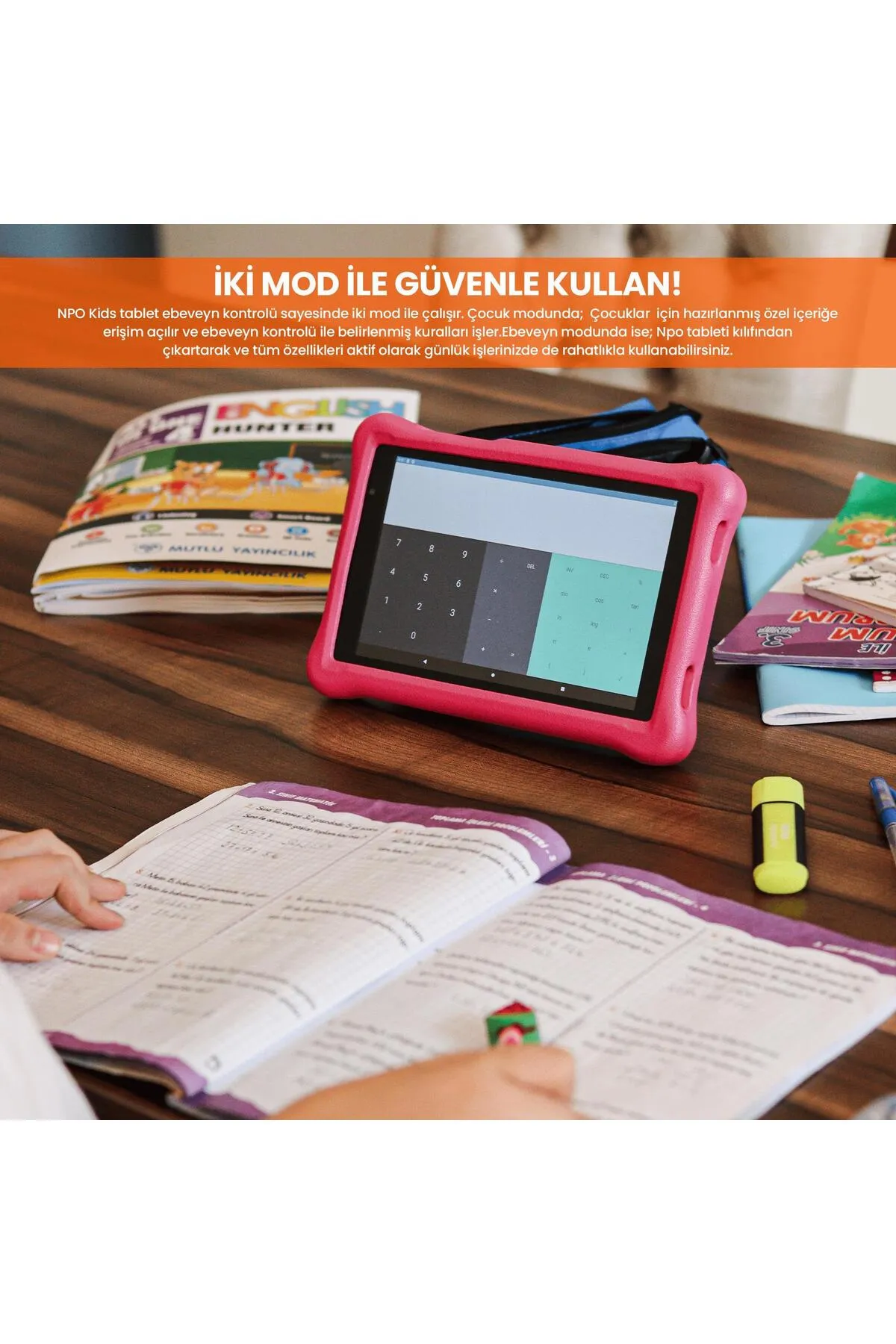 NPO 8" IPS Ekran 4GB 64GB Android 13.0 A133P 1.8GHz Antişok Çocuk Tableti, Kids Tablet Pembe RS407+