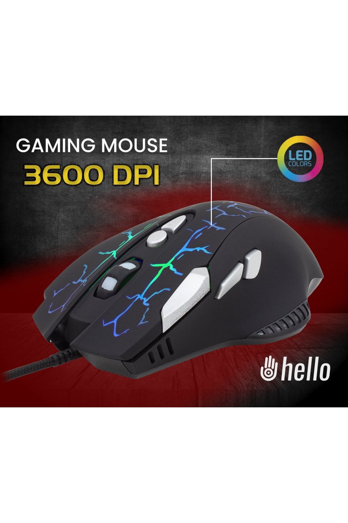 nelerbulurum 8 Tuş Fonksiyonlu Işıklı Kablolu Gamıng Mouse