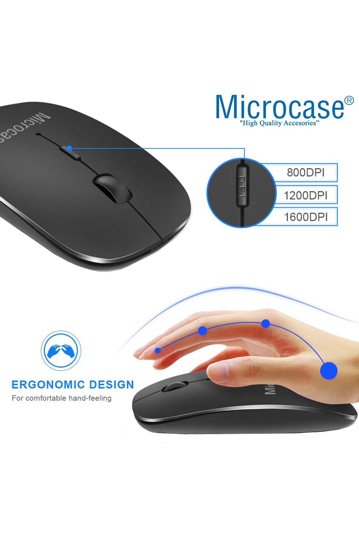 Microcase 800-1200-1600 Dpı Bluetooth Kablosuz Mouse - Al2722 Pembe