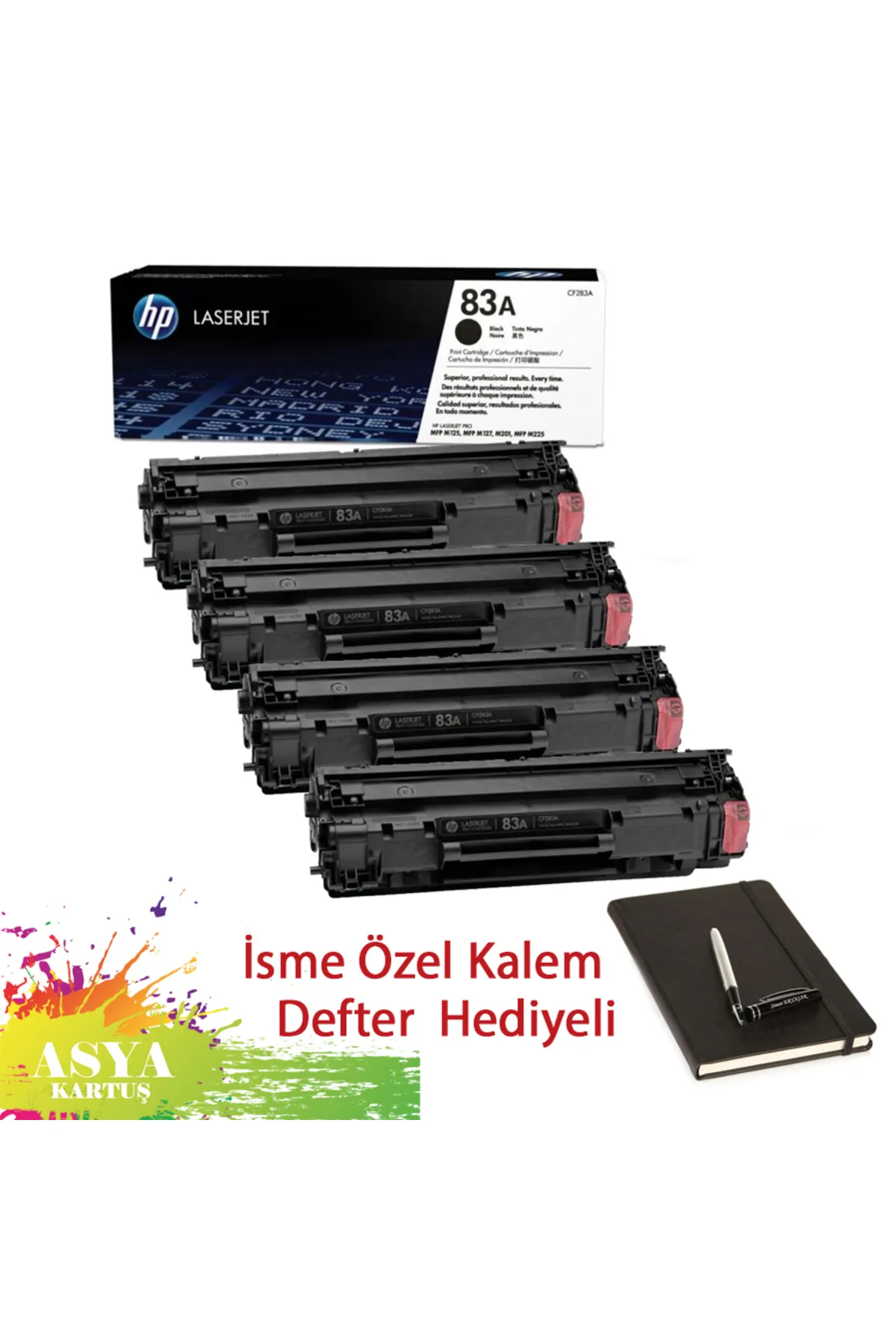 HP 83A (CF283A) 1500 Sayfa Baskı Kapasiteli, HP LaserJet Pro MFP M125a Uyumlu 4'lü Orijinal Toner.