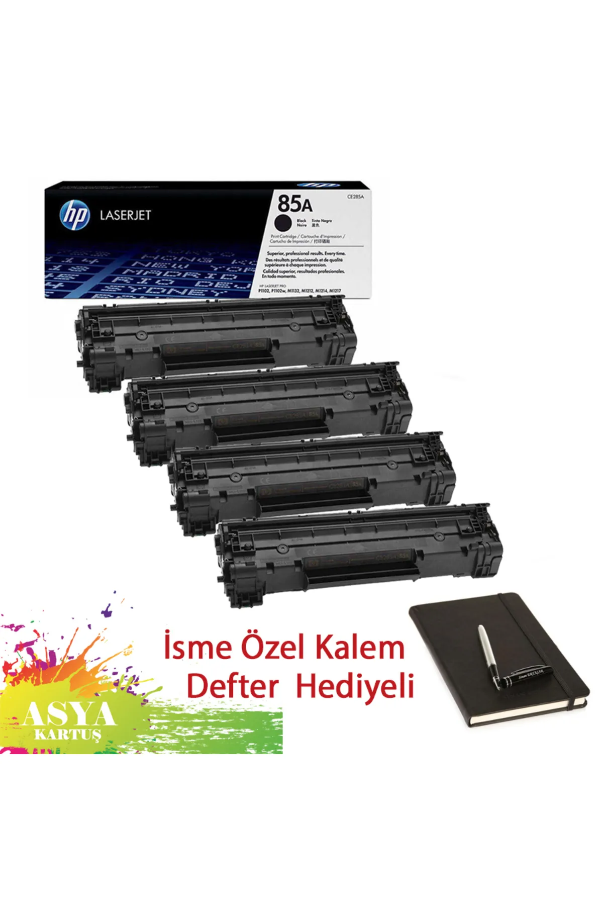 HP 85A (CE285A) 1600 Sayfa Baskı Kapasiteli, HP Laserjet Pro P1102 Uyumlu 4'lü Orijinal Toner.