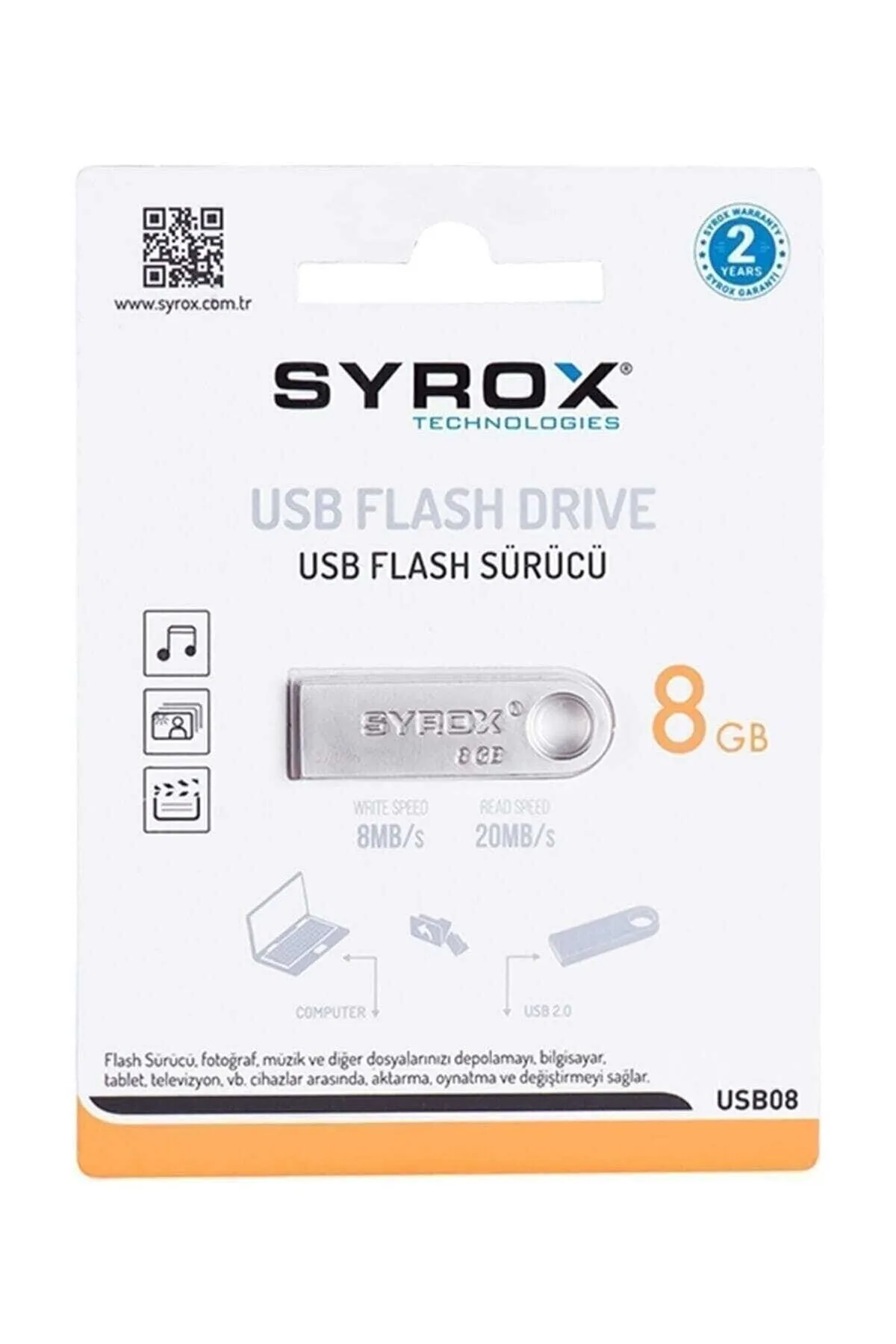 Syrox 8gb Metal Flash Bellek Um8