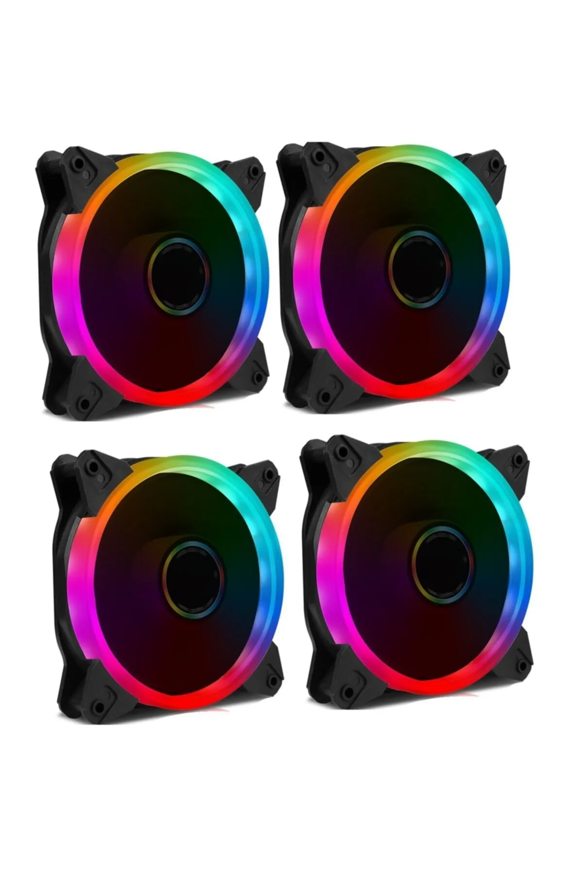 Gametech 8r Plus 4x120mm 12cm Rainbow Ledli Sessiz Kasa Fanı (4'lü Set)