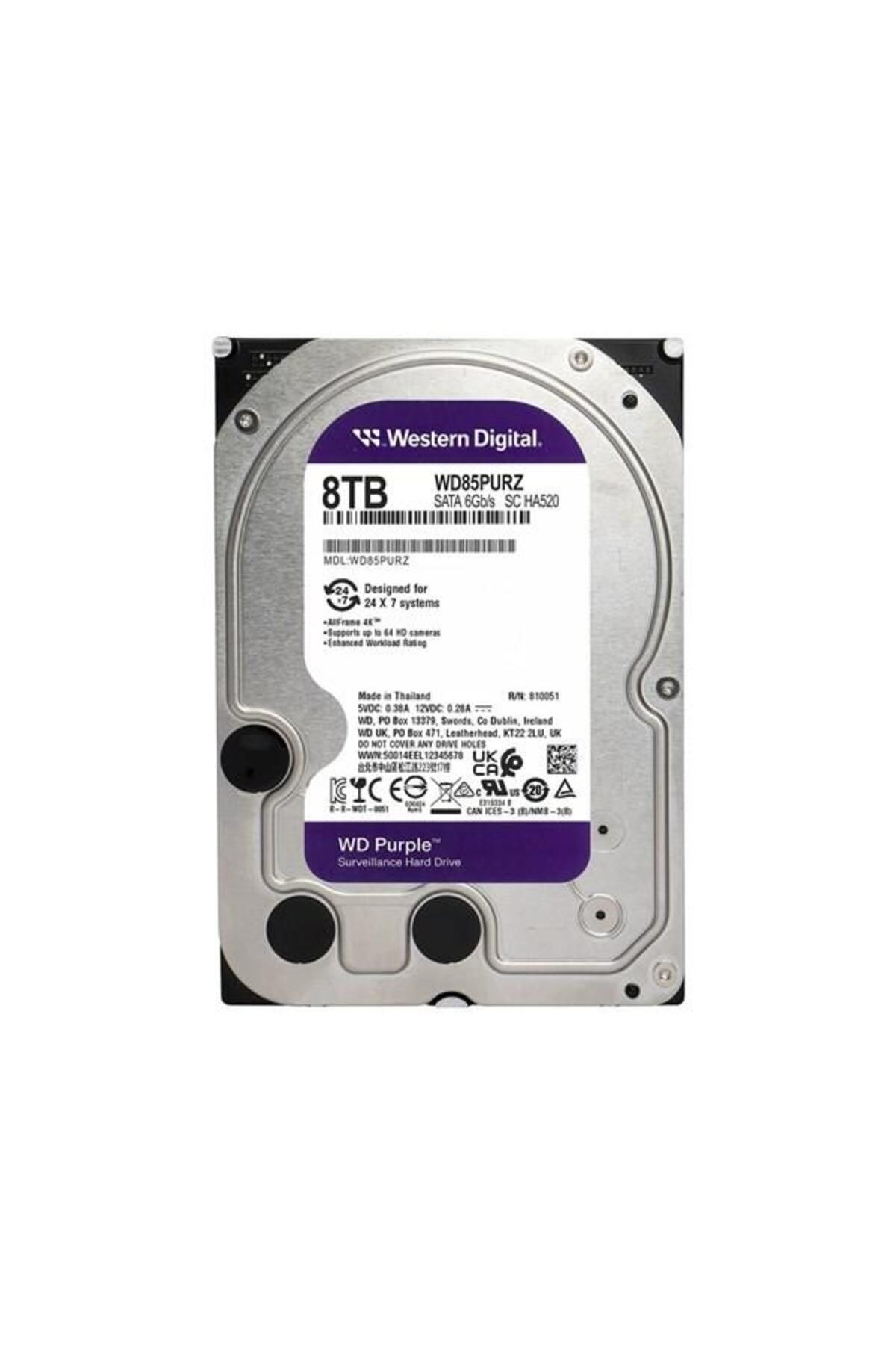 WD 8tb Purple 85purz Uyumlu 256mb 5700rpm Sata-3 Güvenlik Diski