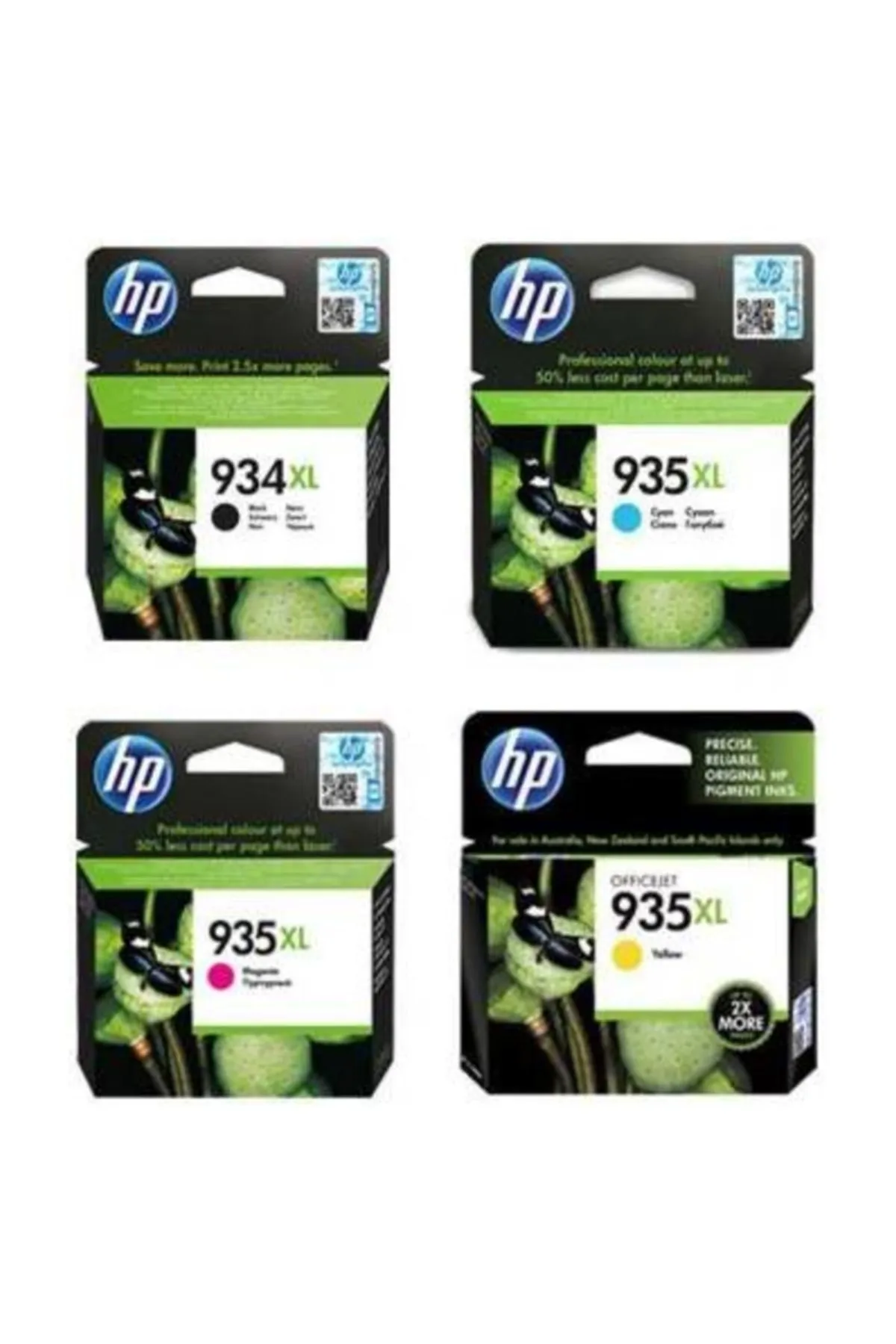 HP 934xl  935xl Kartuş 4'lü Set Orijinal Tüm Renkler Birarada C2p23a C2p24a C2p25a C2p26a