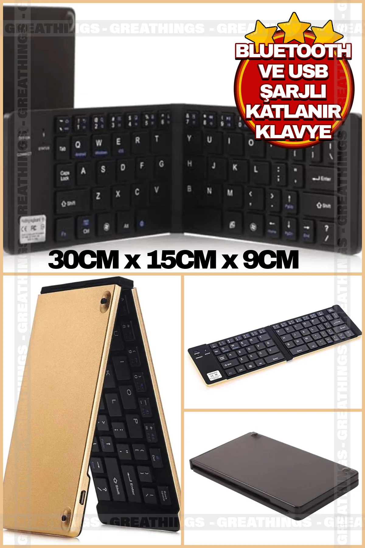 Greathings 9CMx15CM Kablosuz Katlanır Bluetooth USB Şarjlı Taşınabilir Mini Bluetooth Klavye Çok Fonksiyonlu