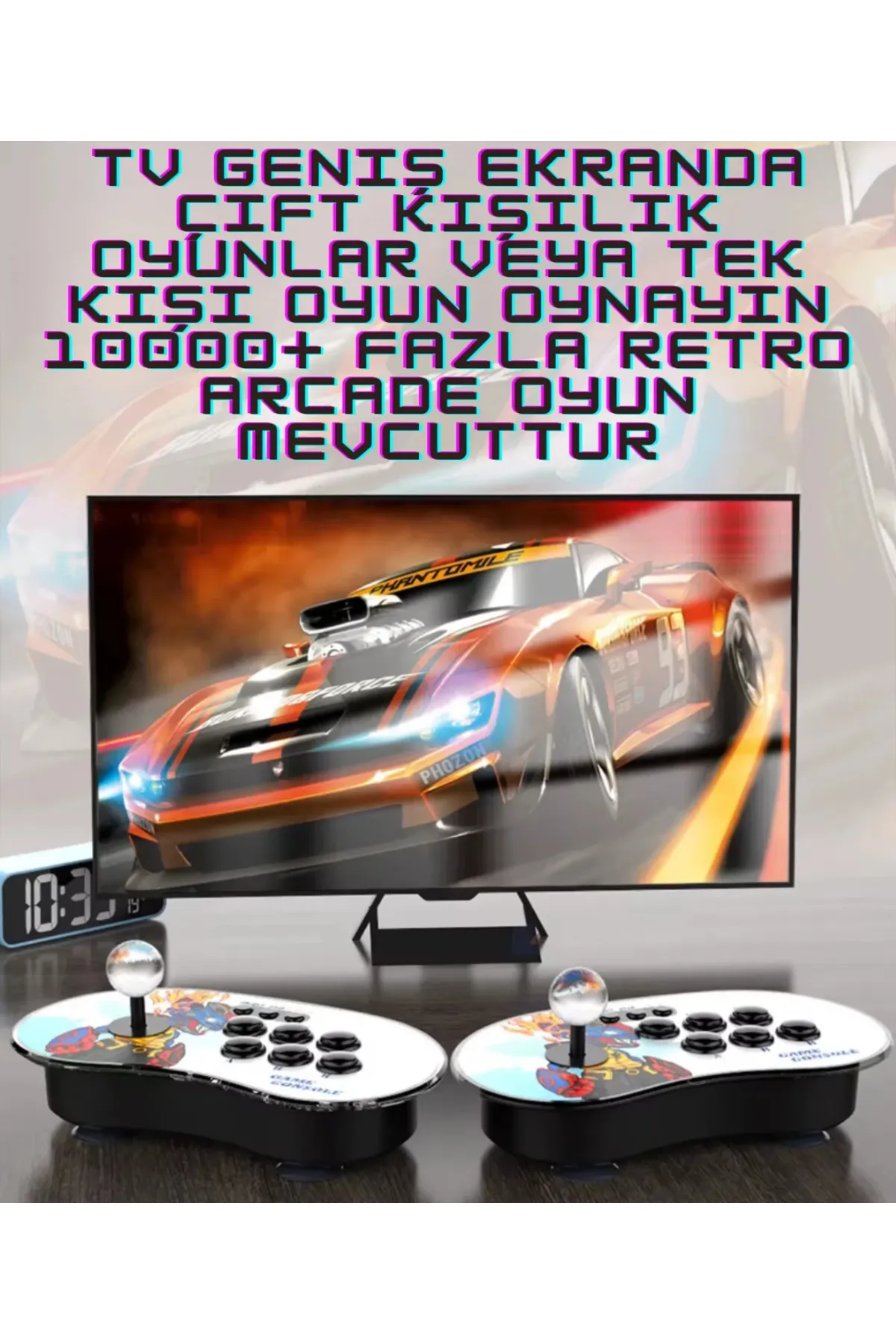 VOOKA A16 Oyun Konsolu 2.4G Bağlantılı Tv-Pc Uyumlu 10.000 Oyunlu Atari Konsol Pilli Işıklı 3D 2D