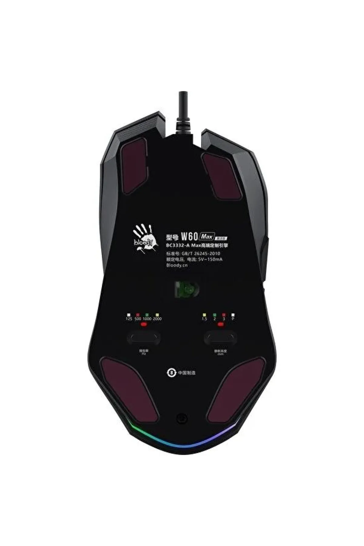 Genel Markalar A4 TECH BLOODY W60 MAX KBL.MOUSE,S.SİYAH,RGB,10KCP