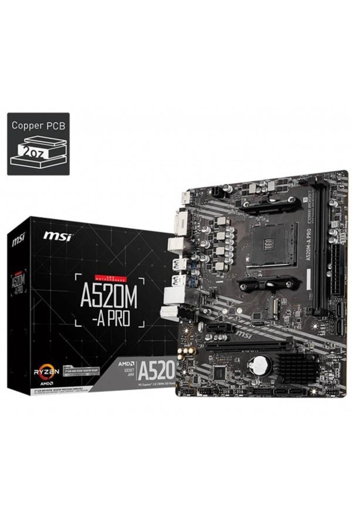 MSI A520m-a Pro Ddr4 M2 Pcıe Nvme Hdmı Dvı Pcıe 16x V3.0 Am4 Matx