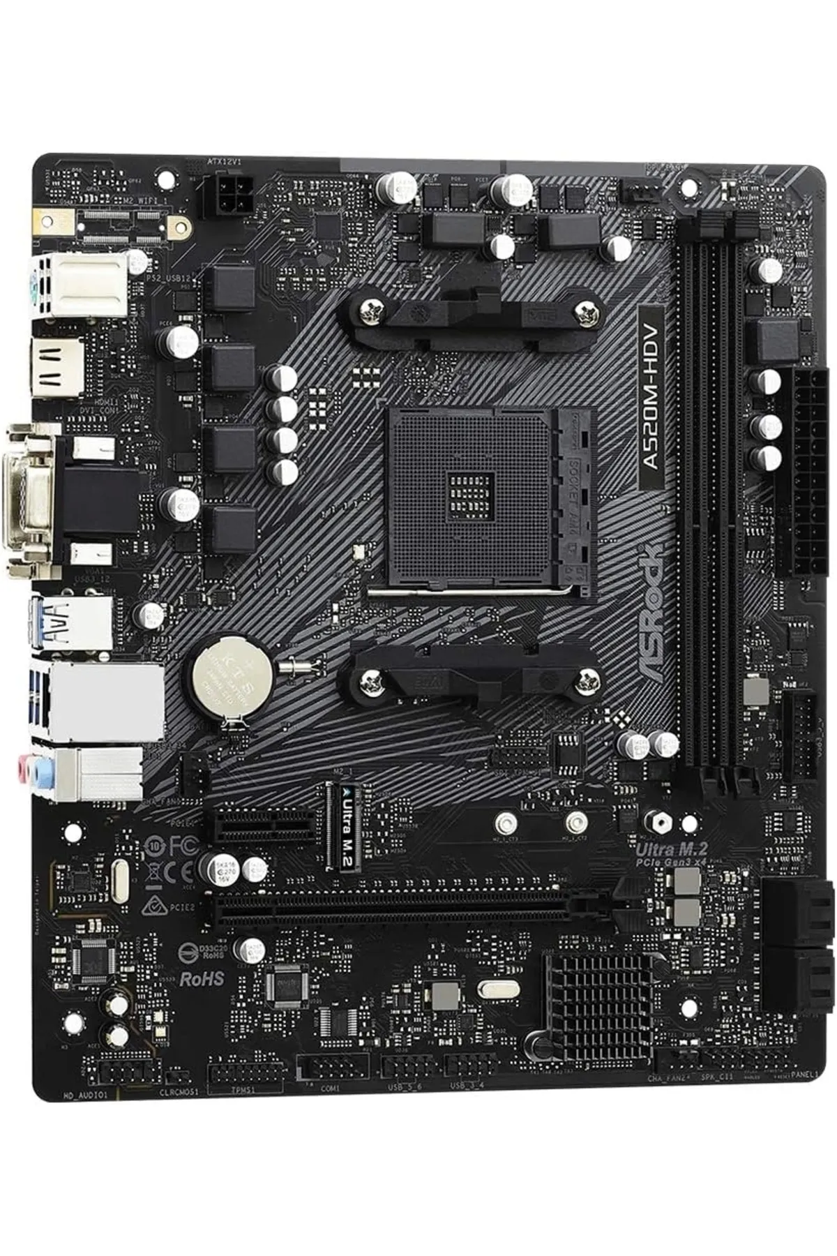 ASRock A520m Hvs Socket Am4, Ddr4 4733 Mhz(O.C.),m.2, Usb 3.2, Hdmı,vga Matx A520 Anakart