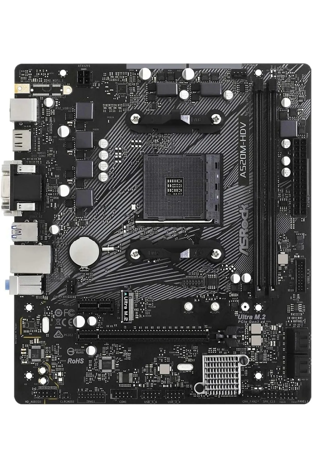 ASRock A520m Hvs Socket Am4, Ddr4 4733 Mhz(O.C.),m.2, Usb 3.2, Hdmı,vga Matx A520 Anakart