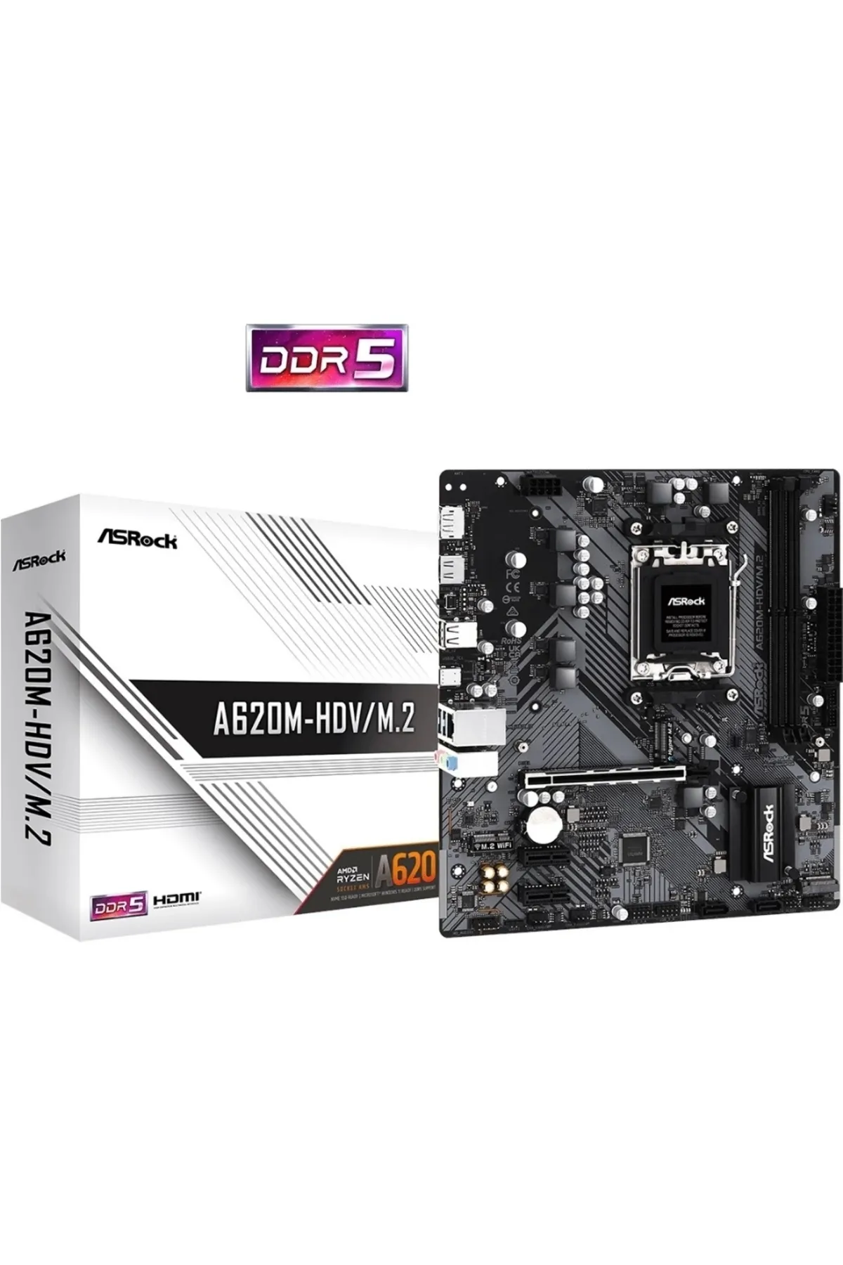 ASRock A620m-hdv/m.2 6400mhz(OC) M.2 Am5 Matx Ddr5 Anakart