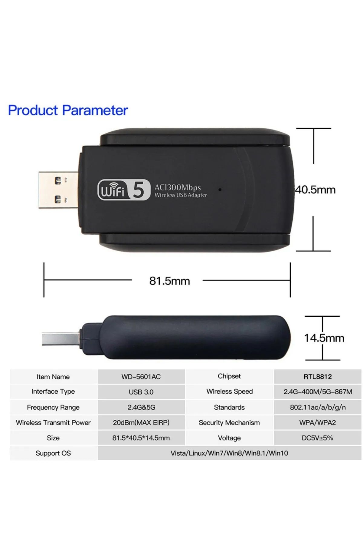 dual band Ac1300 Mbps Dual Band Usb 3.0 Adaptör Kablosuz Wifi Alıcı