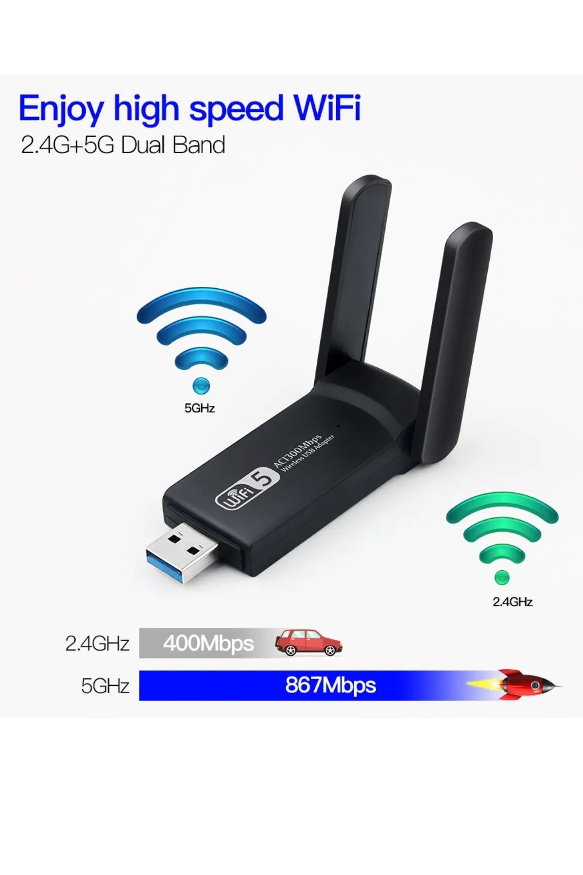 dual band Ac1300 Mbps Dual Band Usb 3.0 Adaptör Kablosuz Wifi Alıcı