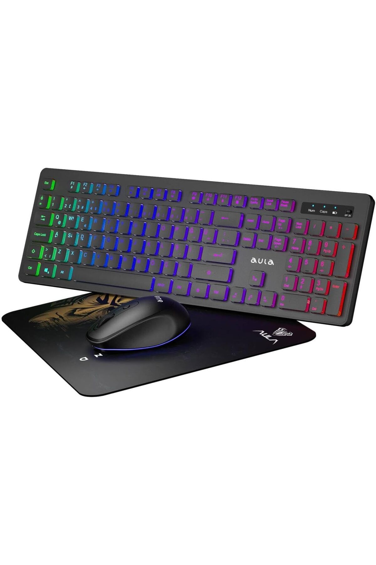 NcK AC208 Rainbow 2.4GHz Kablosuz Şarjlı Türkçe Q Klavye/Mouse ve Mousepad Seti