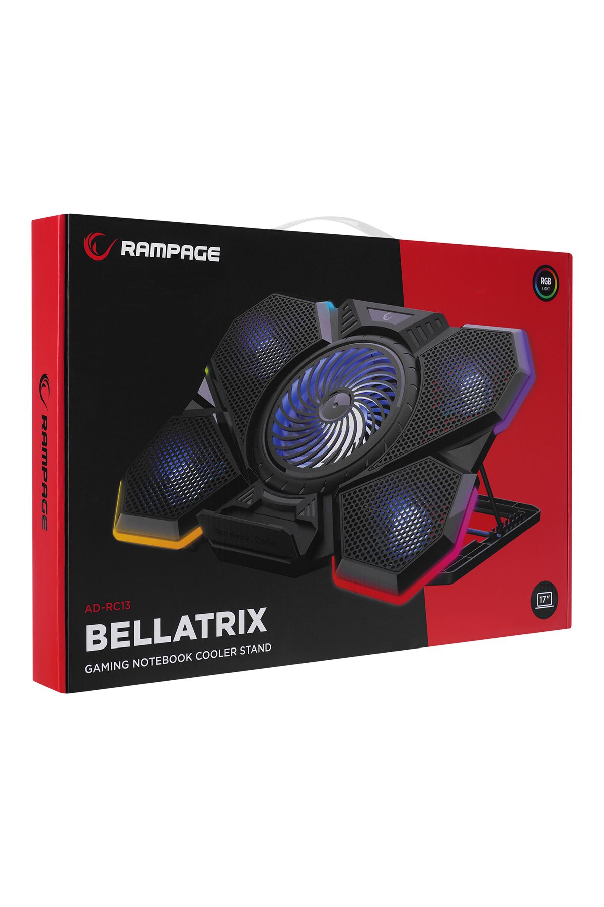 Rampage Addison Rampage AD-RC13 BELLATRIX Siyah 5 Fan 2 USB RGB Işıklı 15"-17" Notebook Soğutucu Stand