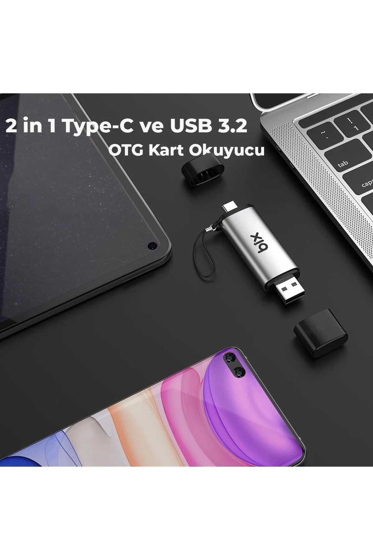 Bix Adp-11 Type-c Ve Usb 3.2 Sd Ve Micro Sd Otg Hafıza Kartı Okuyucu