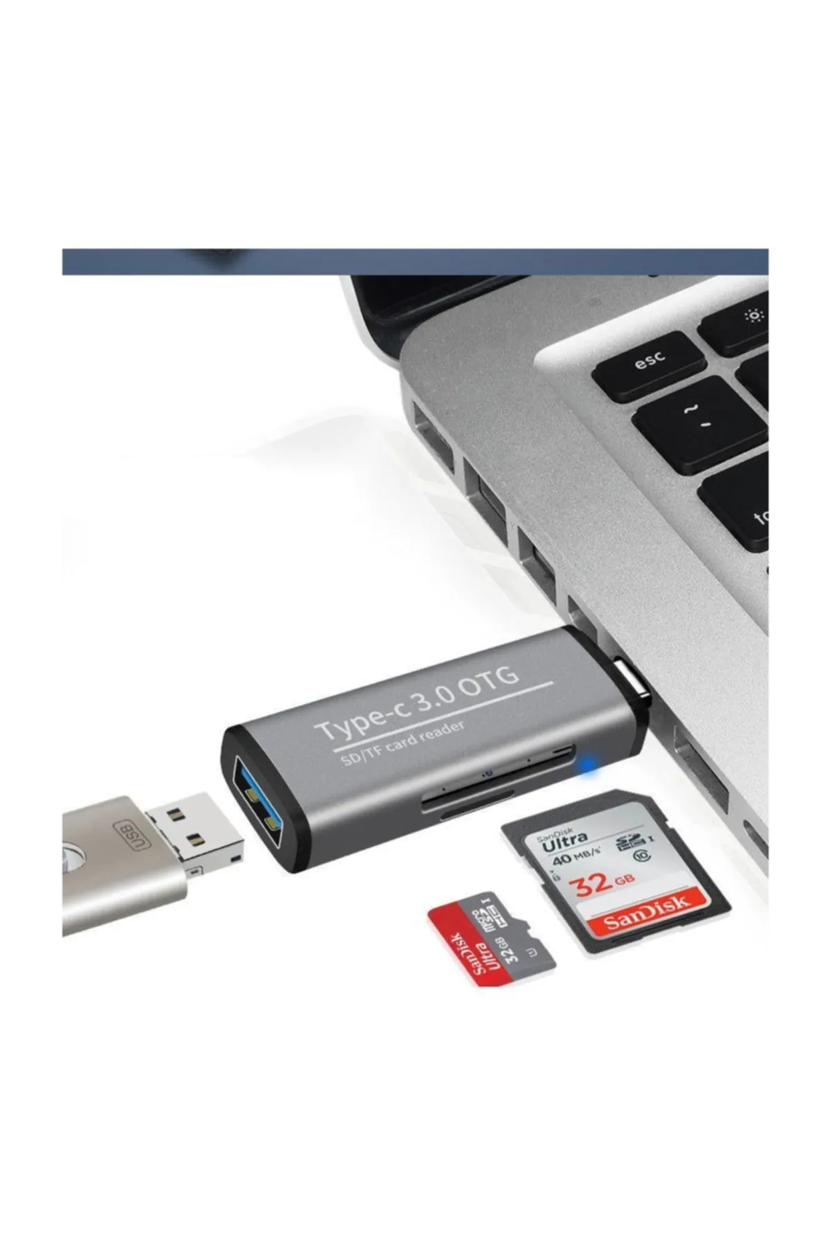 Coverzone Ads-103 Usb 3.0 Type-c Tf Sd Kart Okuyucusu Ent