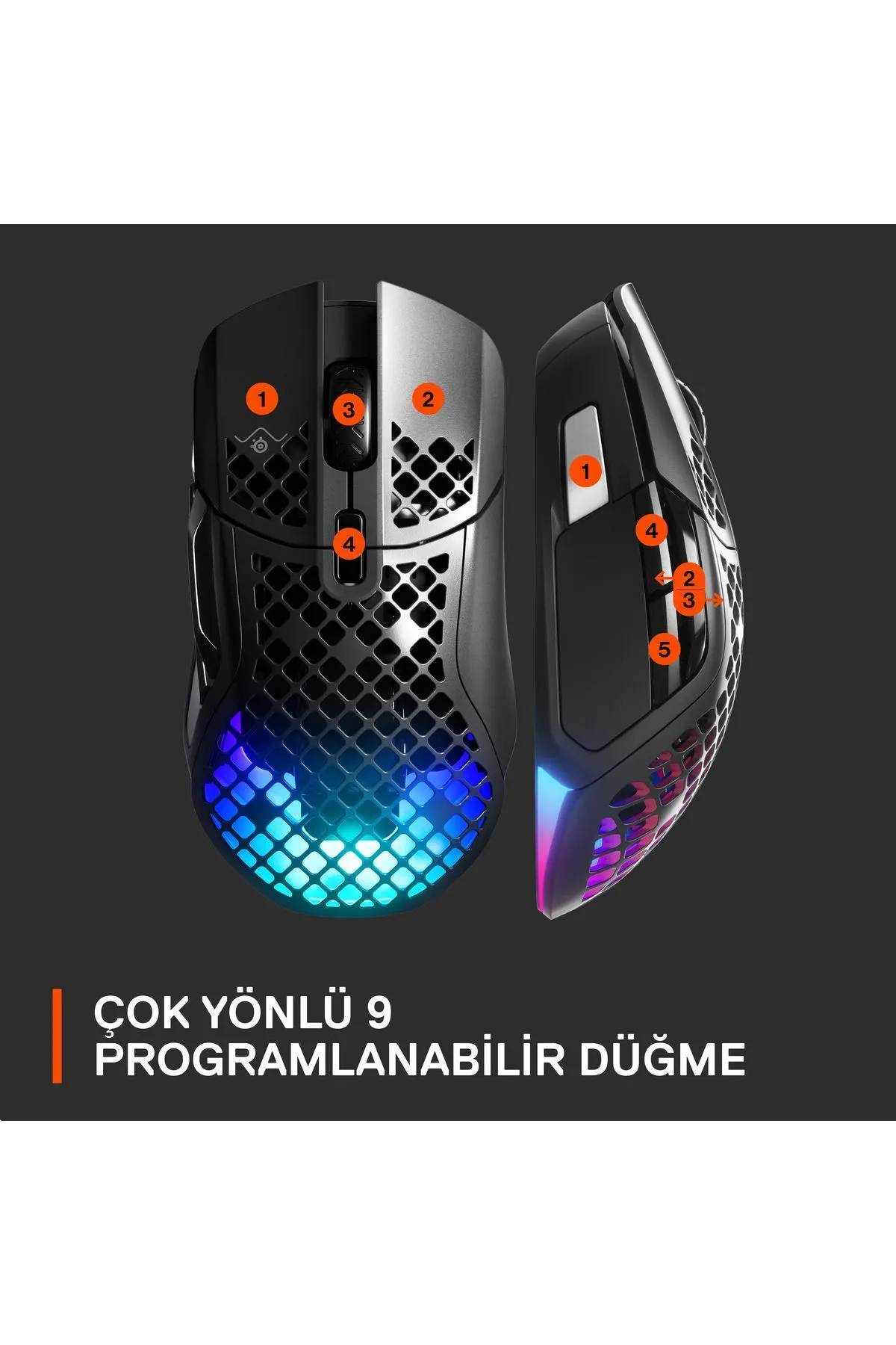 SteelSeries Aerox 5 Rgb Kablosuz Gaming Mouse