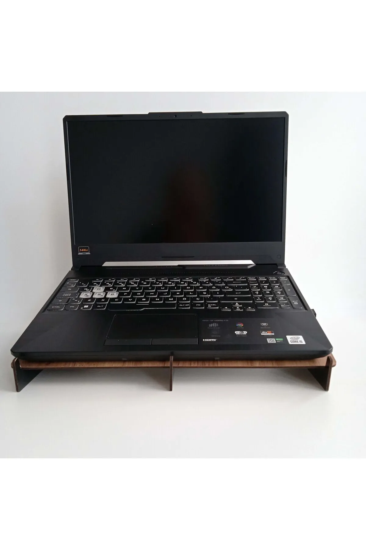 KarÇiAhşap Ahşap MDF Demonte 15.6 inç Laptop Standı - Siyah Ayaklı