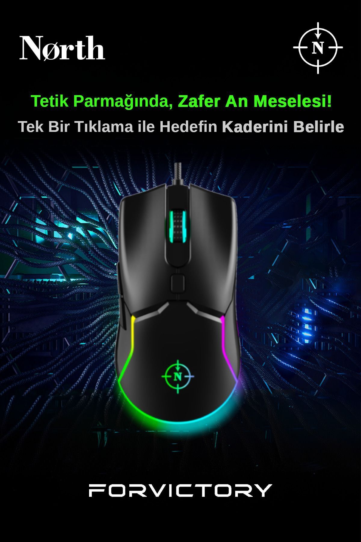 North Air Rgb Kablolu 7.200 Dpı Profesyonel Makrolu Fps Gaming Oyuncu Mouse