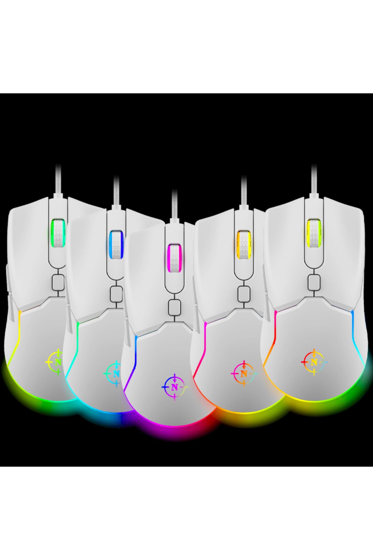 North Air White Rgb 7.200 Dpı Profesyonel Makrolu Fps Gaming Beyaz Oyuncu Mouse