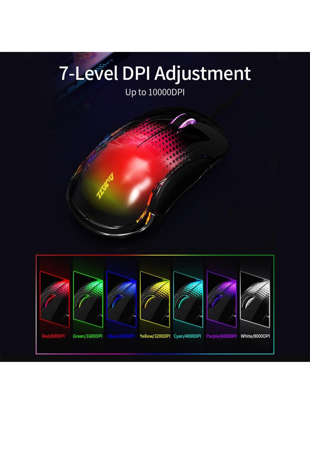 Ajazz Aj358 Kablolu Gaming Mouse 10000 Dpı 3325 Çip 8 Tuşları 7 Seviye Rgb Oyuncu Mouse