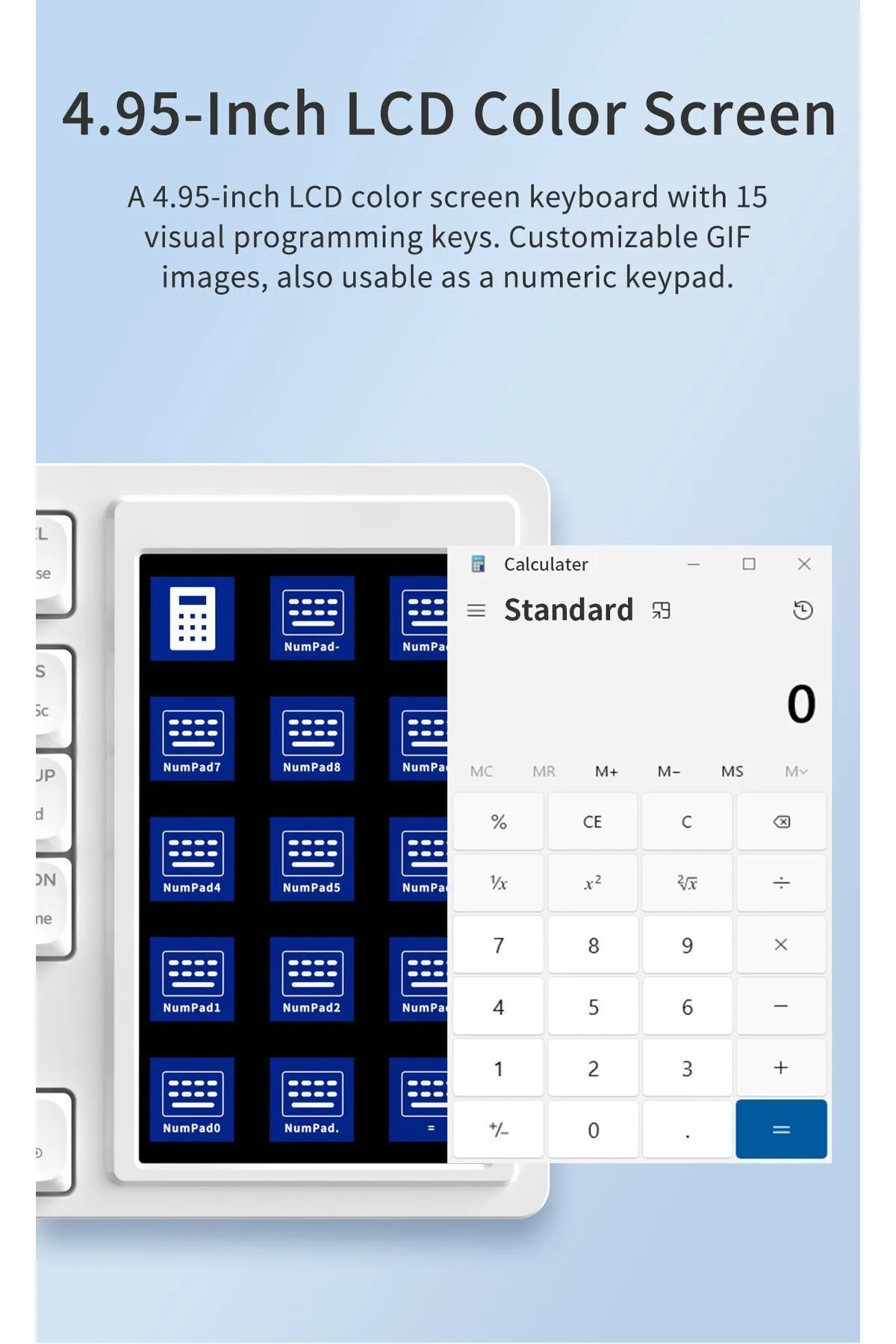 Coverzone Ajazz Akp815 %75 Low Profile Mekanik Klavye 4.33'' Led Dokunmatik Ekran Programlanabilir Rgb Gasket