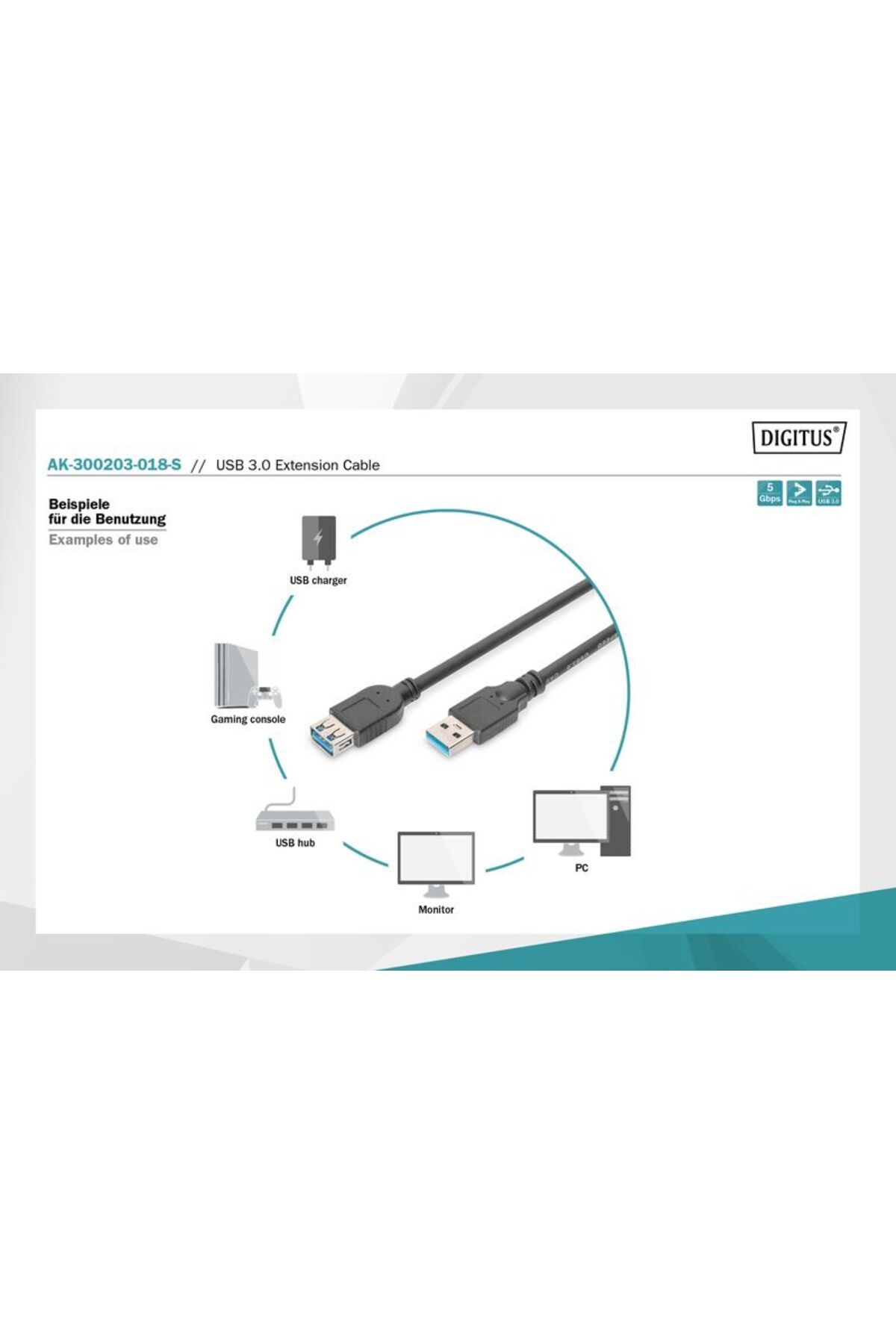 Digitus Ak-300203-018-s 1,8m Usb3.0 Uzatma. Ae/ad