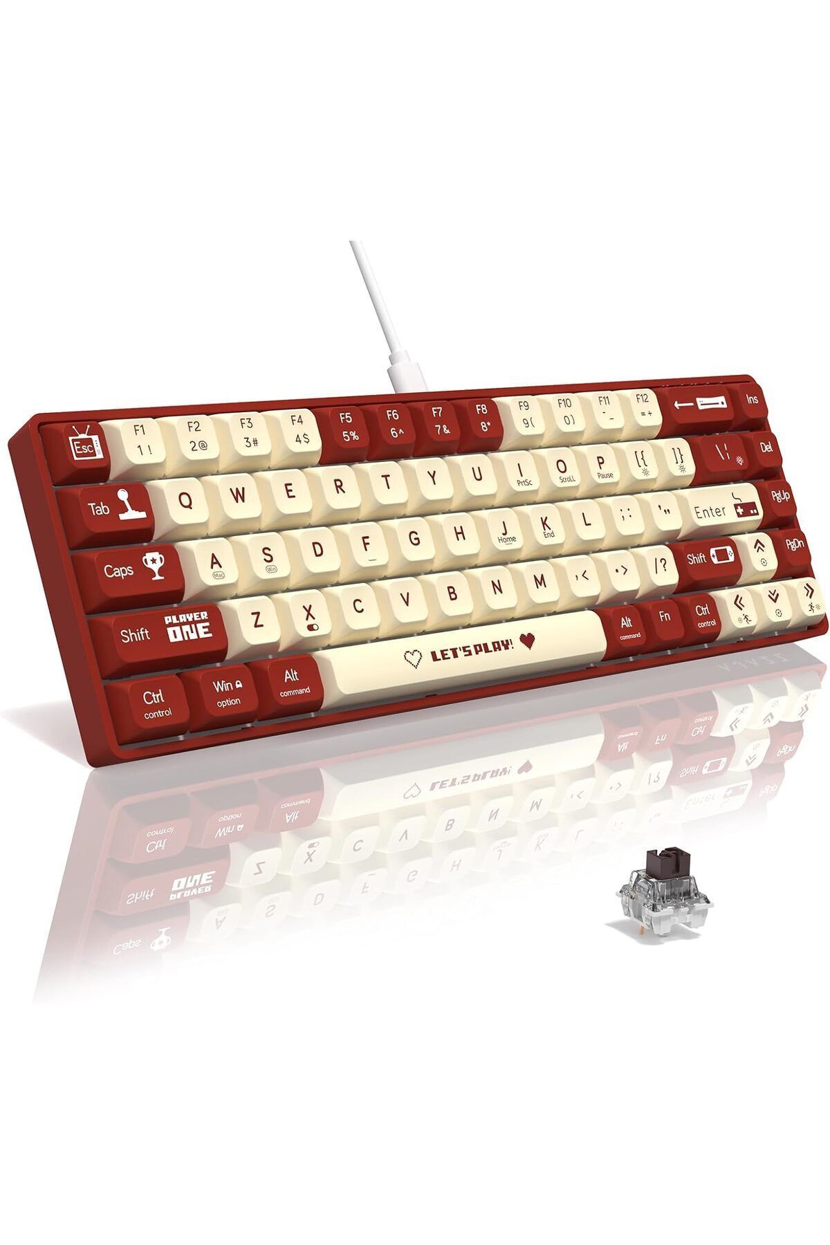 Smith Ak680 %60 Boy Brown Switch Hot-swap Kablolu Gaming Oyuncu Klavye- 2 Adet Switch Hediye