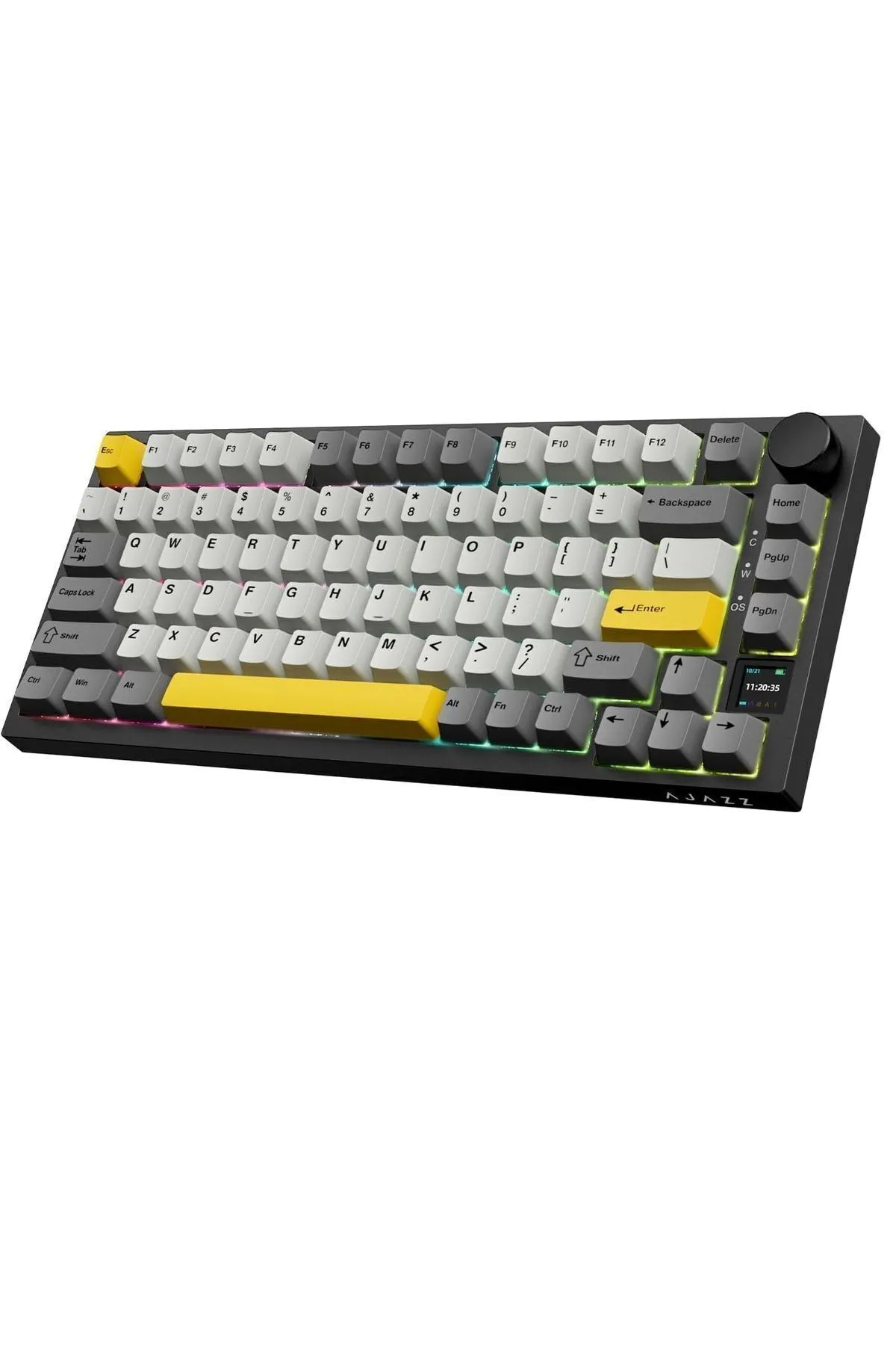 Ajazz AK820 PRO Mekanik Oyun Klavyesi,3 Modlu TFT Renkli Ekran  ve CNC Düğmeli 81 Tuş,RGB Aydınlatma