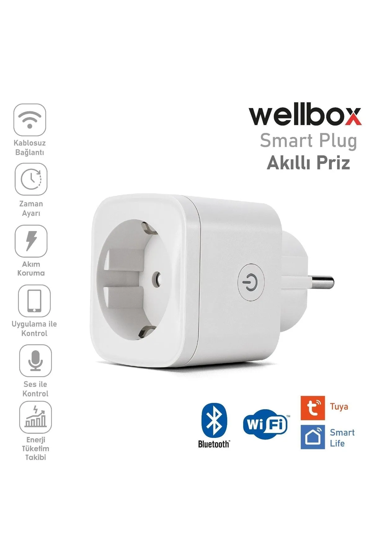 wellbox Akıllı Kablosuz Akım Korumalı 16a Wifi Priz Telefon Kontrollü