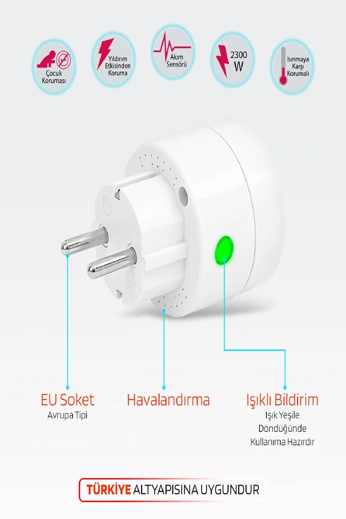 Ecuy Akıllı Priz Uzaktan Kontrol Wifi, Anlık Enerji Tüketim Takip, Zamanlayıcı  Tuya Destekli Priz 10 A