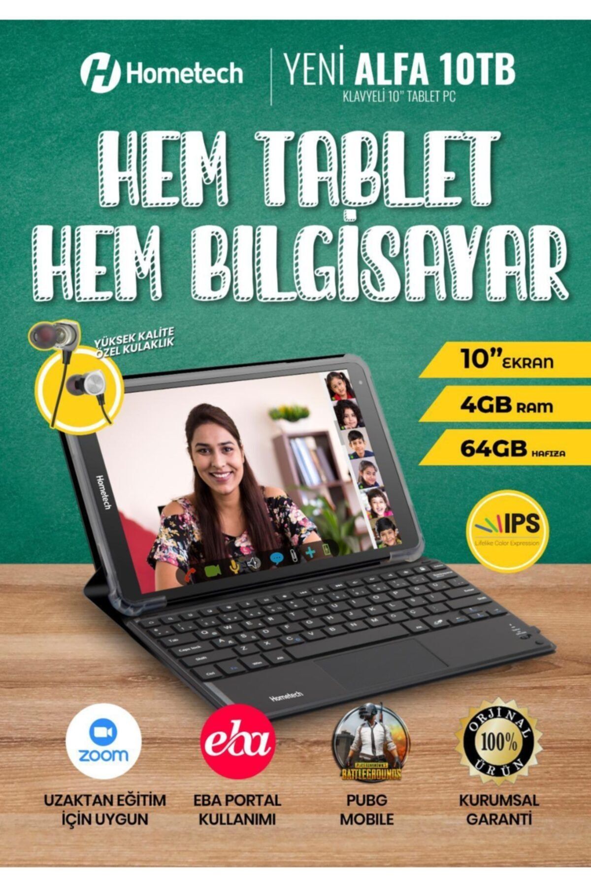 Hometech Alfa 10tb 4 Gb 64 Gb 10.1" Hem Bilgisayar Hem Tablet Klavyeli+kılıf Hediye