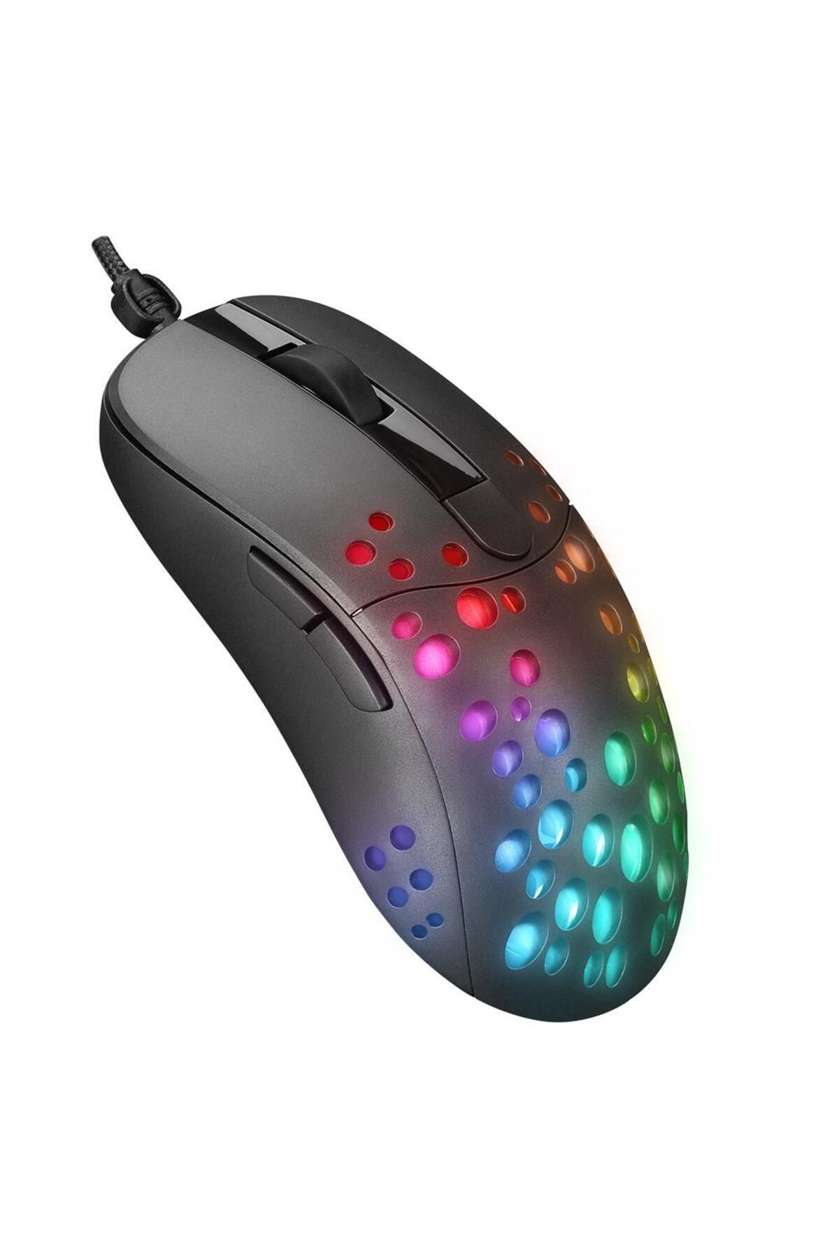 Genel Markalar Algm7622 Siyah Usb Kablolu 6 Tuşlu Renkli Led Işıklı 8000dpı Gaming Oyuncu Mouse