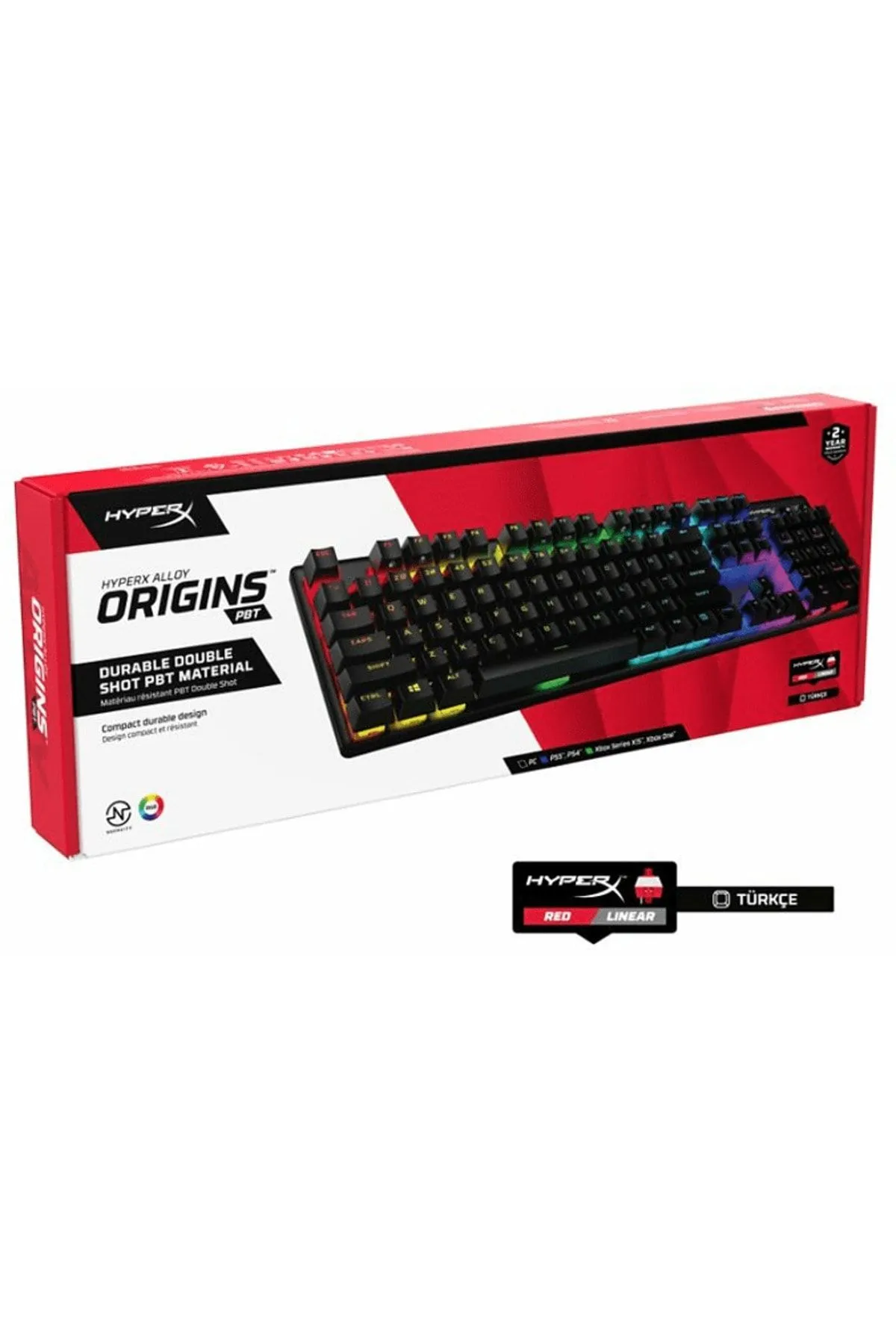 HyperX Alloy Origins RGB PBT Mekanik Kablolu Oyuncu Klavyesi (TR Layout) Siyah 639N3AA#AB8