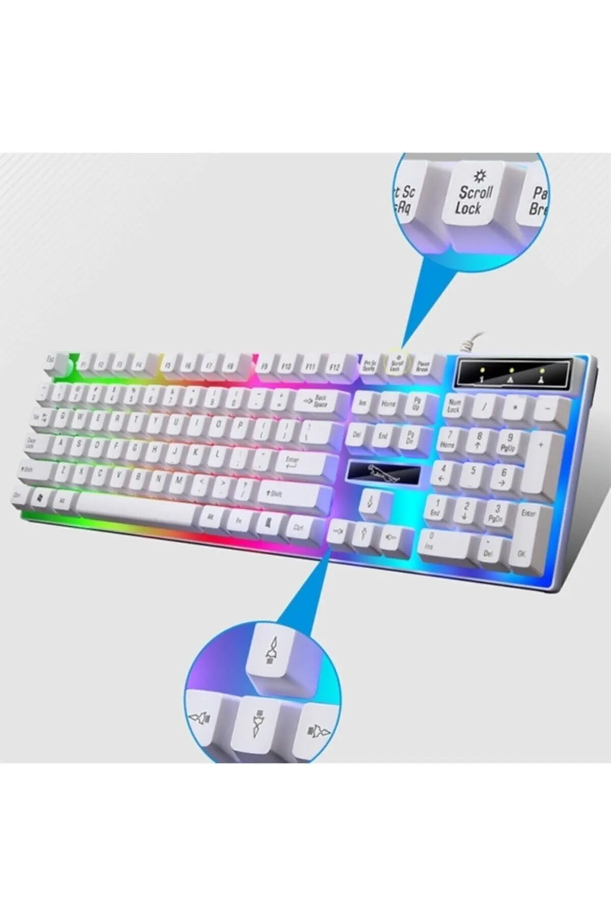 Ally Mobile Ally G21b Usb Led Işıklı Oyuncu Klavye Ve Mouse Set Beyaz