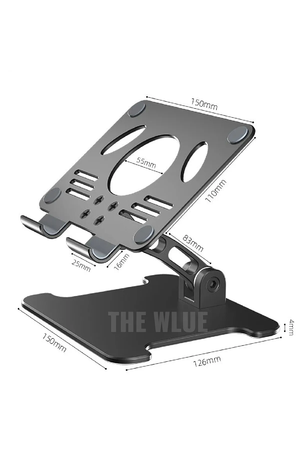 Wlue Alüminyum Telefon Tablet ve Laptop Standı 7-12.9 inç Katlanabilir Ayarlanabilir Yükseklik Gümüş Renk